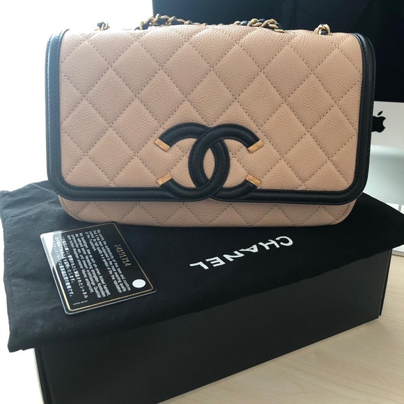 CHANEL Handbags - Authentic guaranteed small beige caviar Filigree